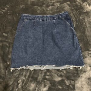 Distressed Blue Jean Skirt with Pockets